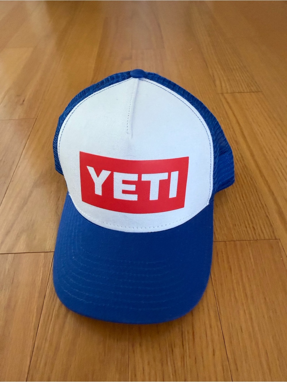 Yeti Blue, White & Red Logo Trucker Hat